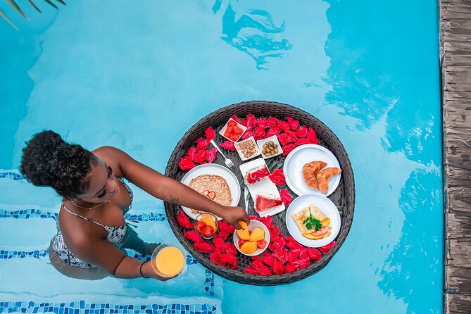 Aruba Floating Breakfast FREE Drone Videos, Champagne & Mimosas - The Floating Spread: Pastries, Juice, and a Built-In Celebration