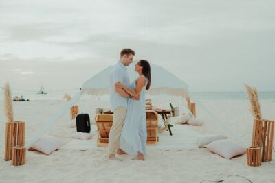 Aruba Romantic Sunset Photoshoot & Beach Picnic in Luxury Cabana - The Beach Picnic Spread: Charcuterie, Water, and Sparkling Wine