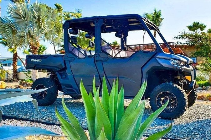 Explore On Your Offroad UTV 4 Seat - Stop 1: Mangel Halto Beach for a quieter shoreline vibe