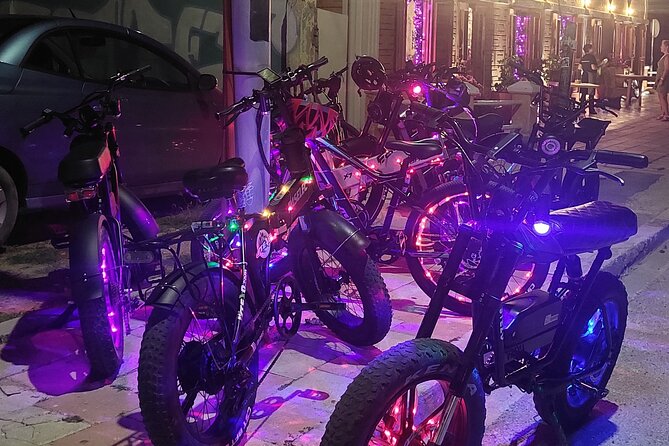 Semi-Private Christmas Edition Twilight Glow E-Bike Oranjestad - Cruise ship terminal area and Paardenbaai: Artsy Blue Horses and night views